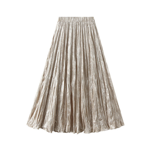 Color-Pleated Velvet Skirt Women Autumn Winter High Waist A Line Skirt Mid Long Slim Pleated Skirt-Fancey Boutique