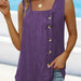 Color-Purple-Summer Women Clothing Pleated Square Collar Sleeveless Dovetail Button Vest Women-Fancey Boutique