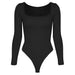 Color-Sexy T-Shaped One-Piece Bottoming Shirt Autumn Women Clothing Tight Long Sleeve Square Neck Bodysuit-Fancey Boutique