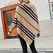 Color-Autumn Winter Cape Shawl Women Sweater round Neck Striped Sweater-Fancey Boutique