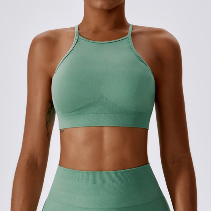 Color-Green-Autumn Seamless Beauty Back Yoga Bra Running Exercise Vest High Strength Quick Drying Fitness Yoga Wear-Fancey Boutique