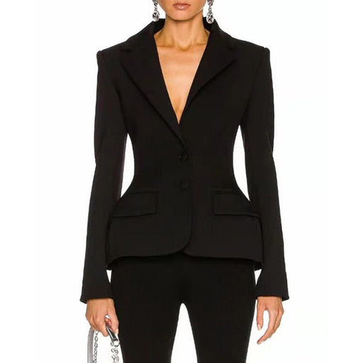 Color-Sexy Socialite Autumn Collar Long Sleeve Slim Back Bow Design Backless Blazers-Fancey Boutique