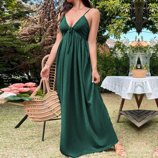 Color-Women Clothing Holiday Beach Dress Sexy Backless Waist Trimming A line Strap Dress-Fancey Boutique