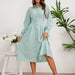 Color-Autumn Waist Trimming Shirt Dress Elegant Micro Elastic Long Sleeve Drape Cotton A line Dress-Fancey Boutique