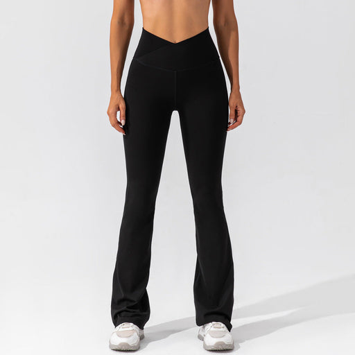 Color-Black-Tight Dance Wide-Leg Pants Hip Lifting High Waist Casual Flared Pants Fitness Sports Yoga Trousers-Fancey Boutique