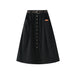 Color-Black-Corduroy Skirt for Women Mid Length High Waist A line Sheath Skirt Autumn with Belt-Fancey Boutique
