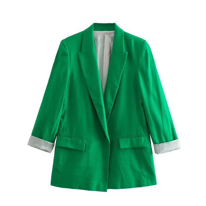Color-Green-Summer Wind Women Office Candy Color Casual Blazer-Fancey Boutique