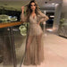 Color-Gold-Women Clothes Dress Hollow Out Cutout Sexy V Neck Backless Bronzing Dress-Fancey Boutique