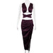 Color-Strap Halter Cropped Outfit Slimming Dress Sexy Dress with Vents Suit-Fancey Boutique
