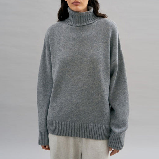 Color-Popular Solid Color Thickened Knitwear Autumn Winter Loose Turtleneck Russian Sweater-Fancey Boutique