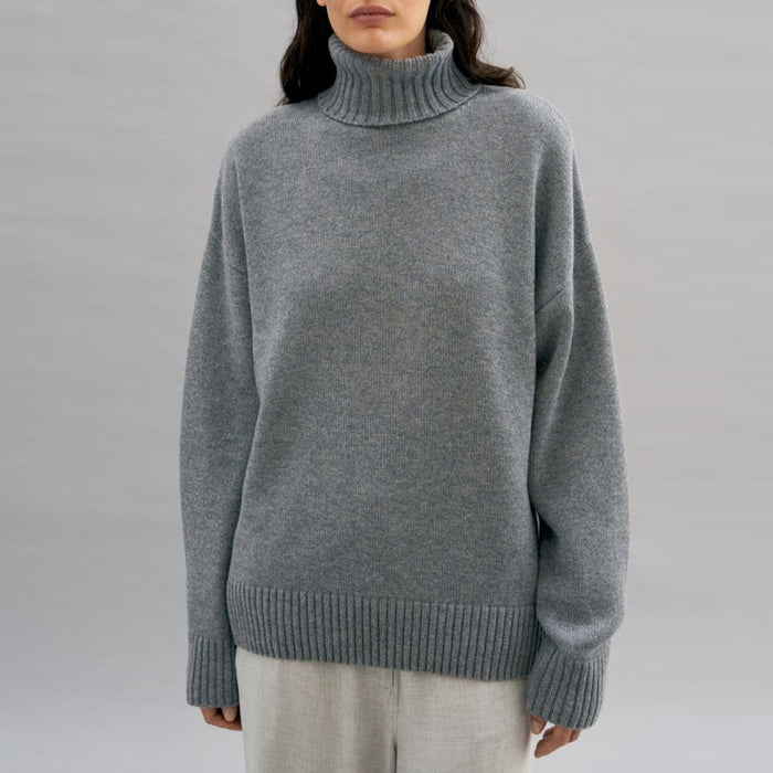 Color-Popular Solid Color Thickened Knitwear Autumn Winter Loose Turtleneck Russian Sweater-Fancey Boutique