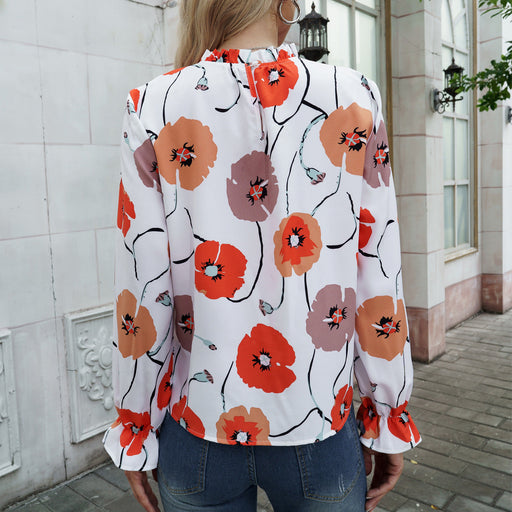 Color-Women Clothing Spring Autumn Long Sleeve Top Floral Print Shirt-Fancey Boutique