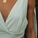 Color-Women Clothing V neck Sleeveless Shoulder Lace up Slit Hemline at Hem Long Skirt Set-Fancey Boutique