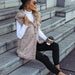 Color-Autumn Winter Women Collared Sleeveless Long Loose Casual Faded Bubble Velvet Cardigan Vest-Fancey Boutique