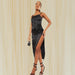 Color-Slim Fit Sexy High Split Dress Satin Boning Corset Hip Pleated Suspender Women-Fancey Boutique