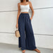 Color-Purplish blue-Women Clothing Summer Solid Color Flared Wide Leg Pants-Fancey Boutique