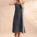 Color-Pure Linen Slip Dress Simple Inner Wear Dress Niche Vacation Cotton Linen Home Nightdress Vest Dress-Fancey Boutique