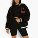 Color-All Black a-Women Clothing Varsity Jacket Women Autumn Winter Hip Hop Fleece Padded Jacket-Fancey Boutique