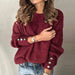 Color-Button Sweater Autumn Winter Loose Round Neck Outer Wear Sweater Women-Fancey Boutique