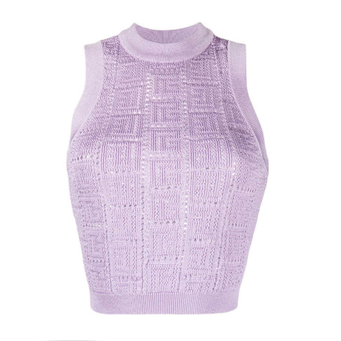 Color-Lavender-Summer Online Influencer Pop Sleeveless Short Knitwear Women All Matching Tank Top Delivery-Fancey Boutique