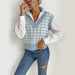 Color-Autumn Houndstooth V neck Women Sweater Vest Knitted Vest-Fancey Boutique