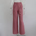 Color-Pink-Spring Autumn Office Work Pant Women Casual High Waist Figure Flattering Straight Leg Pants-Fancey Boutique