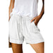 Color-White-Casual Tencel Shorts for Women Summer Solid Color Elastic Waist Sports Beach Pants-Fancey Boutique