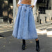 Color-Blue-Trendy Grace A line Denim Skirt Women-Fancey Boutique