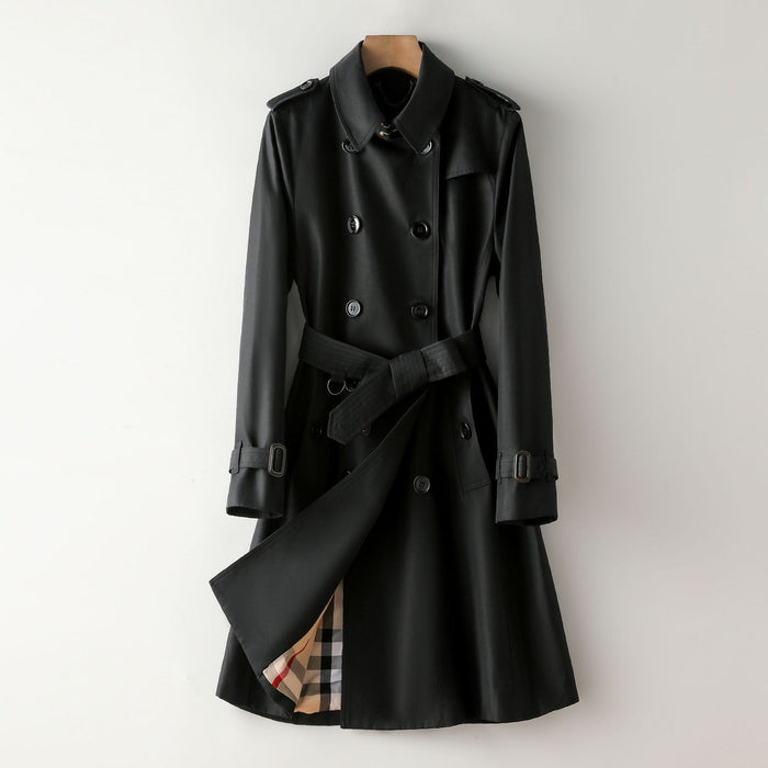 Color-Black-Element Trench Coat Women Long Commuting Elegant All Matching British Spring Autumn Coat Women-Fancey Boutique