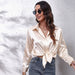 Color-Gold-Satin Shirt Women Satin Artificial Silk Long Sleeve Shirt-Fancey Boutique