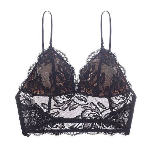 Color-Black-Backless-Multiple Wear Backless Sexy Lingerie Women Triangle Cup Wireless Thin Sling Beautiful Back Sexy Lace Bra-Fancey Boutique