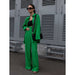 Color-Autumn Winter Popular Casual Pleated Shirt-Style Wide-Leg Pants Suit-Fancey Boutique