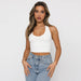 Color-Summer Solid Color Slim Fit Short Sleeveless Top Women V Neck Backless Halter Vest-Fancey Boutique