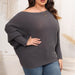 Color-Women Pullover Woven Sweater plus Size Women Clothes Autumn Winter Sleeve Neck Shoulder Loose Sweater-Fancey Boutique