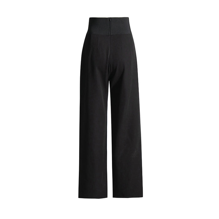 Color-Autumn Dignified Sense of Design Belt Accessories Draping Effect High Waist Wide Leg Casual Trousers Women-Fancey Boutique