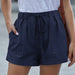 Color-Navy Blue-Casual Tencel Shorts for Women Summer Solid Color Elastic Waist Sports Beach Pants-Fancey Boutique