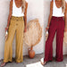 Color-Women Clothing High Waist Loose Long Cotton Linen Wide Leg Pants Elastic Loose Casual Wide Leg Women-Fancey Boutique