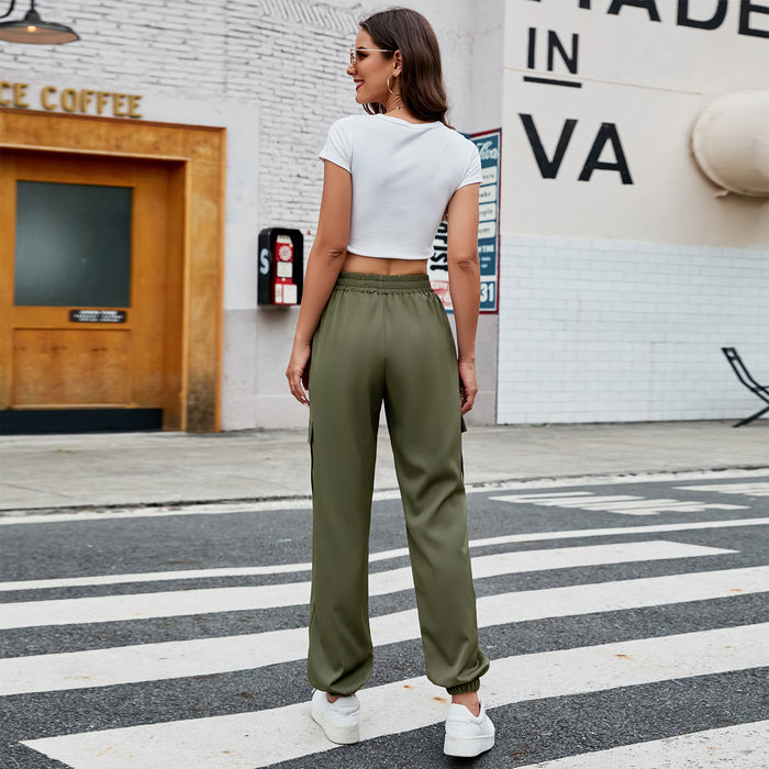 Color-Autumn Winter Lacing Loose Cargo Pants Casual Pocket Ankle-Tied Trousers-Fancey Boutique