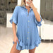 Color-Shorts Short Sleeved Shirt Two Piece Women Loose Pleated Wooden Ear Casual sets-Fancey Boutique