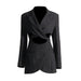 Color-Black-Graceful Fashionable Hollow Out Cutout Lace up Waist Controlled Slimming Blazer Top Women Personalized Blazer-Fancey Boutique