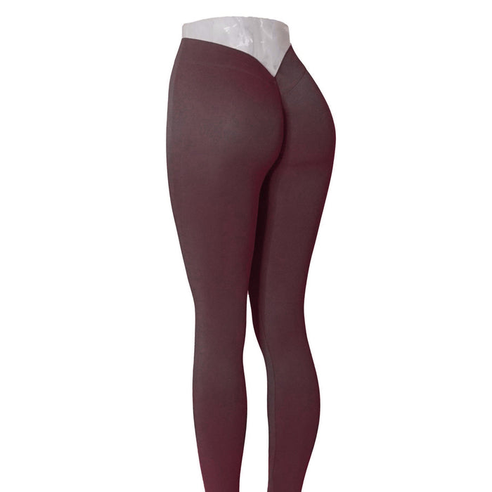 Color-Coffee-No Embarrassment Line Peach Hip Fitness Yoga Pants V Waist Hip Skinny Workout Pants-Fancey Boutique
