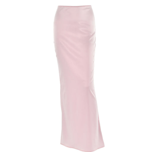 Color-Pink-Summer Maxi Dress Fashionable Sexy All Match Sheath Long Satin Skirt-Fancey Boutique