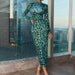 Color-Leopard Print Sheath Dress Socialite Turtleneck Dress Women-Fancey Boutique