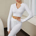 Color-White Top Long Sleeve-Solid Color Seamless Sports Yoga Suit Long Sleeved T shirt Popular Moisture Wicking Running Fitness Clothes Women-Fancey Boutique