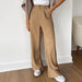 Color-Khaki-Autumn French Casual Women Clothing Office Cotton Work Pant Straight Leg Pants-Fancey Boutique