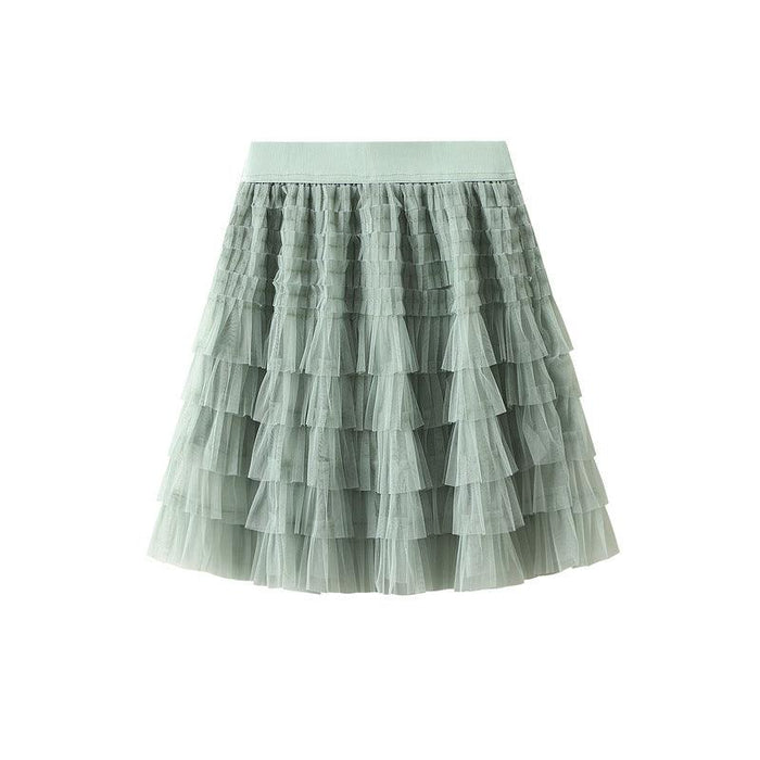 Color-Mesh Skirt Women Summer Spring Autumn Clothing A line Tiered Dress Short Skirt-Fancey Boutique