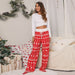 Color-Red-Women Clothing Lace-up Casual Trousers Loose Lace-up Christmas Printed Pants-Fancey Boutique