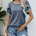 Color-Dark Grey-Women Clothing Summer Round Neck Tassel Tulip Sleeve T Shirt Casual Top Women-Fancey Boutique