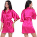 Color-Coral Red-Ladies Robe Artificial Silk Satin Kimono Gown Glossy Solid Color Thin Cardigan Gown Summer Sexy Short Bathrobe-Fancey Boutique