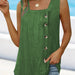 Color-Green-Summer Women Clothing Pleated Square Collar Sleeveless Dovetail Button Vest Women-Fancey Boutique